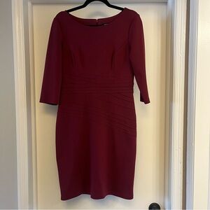 Ellen Tracy - Seamed Ponte Sheath Dress - mulberry - size 6